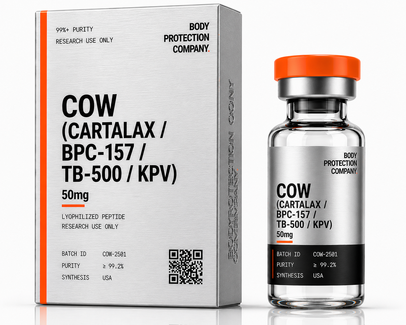 COW (Cartalax / BPC-157 / TB-500 / KPV) Body Protection Company product mockup